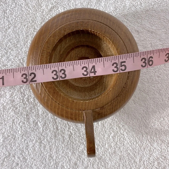 Vintage Handmade Wooden Candle Holder With Handle - Picture 12 of 12
